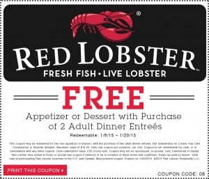 Red Lobster Free Appetizer Coupon